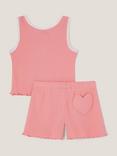 Monsoon Kids' Floral Jersey Short Pyjamas Set, Coral