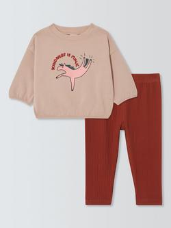John Lewis Baby Cotton Slogan Horse Sweatshirt & Leggings Set, Multi, Multi