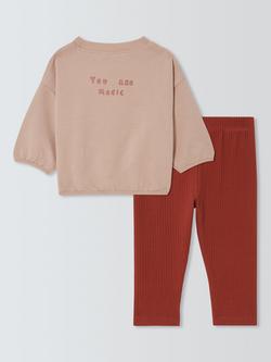 John Lewis Baby Cotton Slogan Horse Sweatshirt & Leggings Set, Multi - view 2, Multi