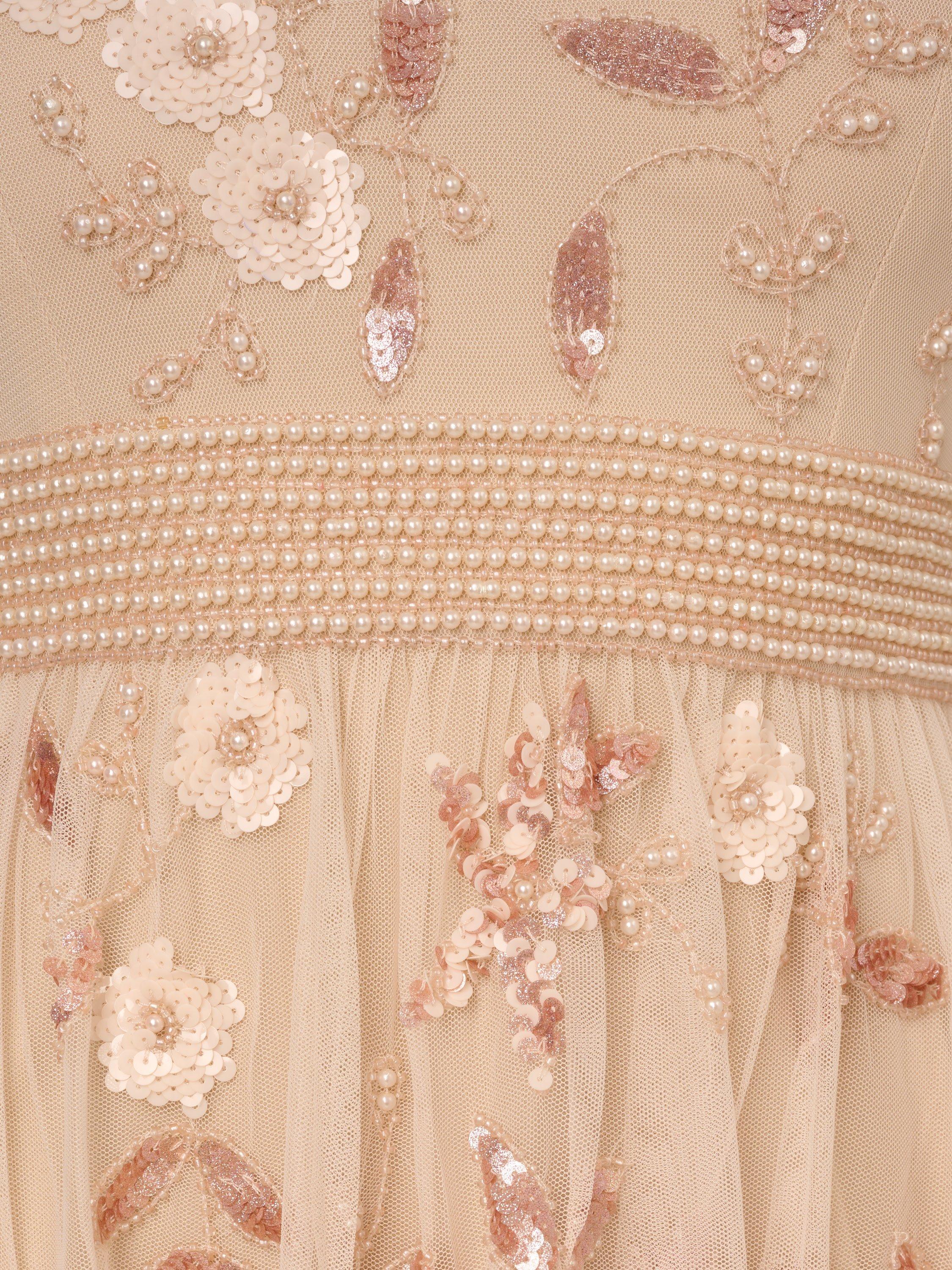 Product image 7 of 7, which shows Adrianna Papell Beaded Mesh Cocktail Dress, Pale Pink, 8