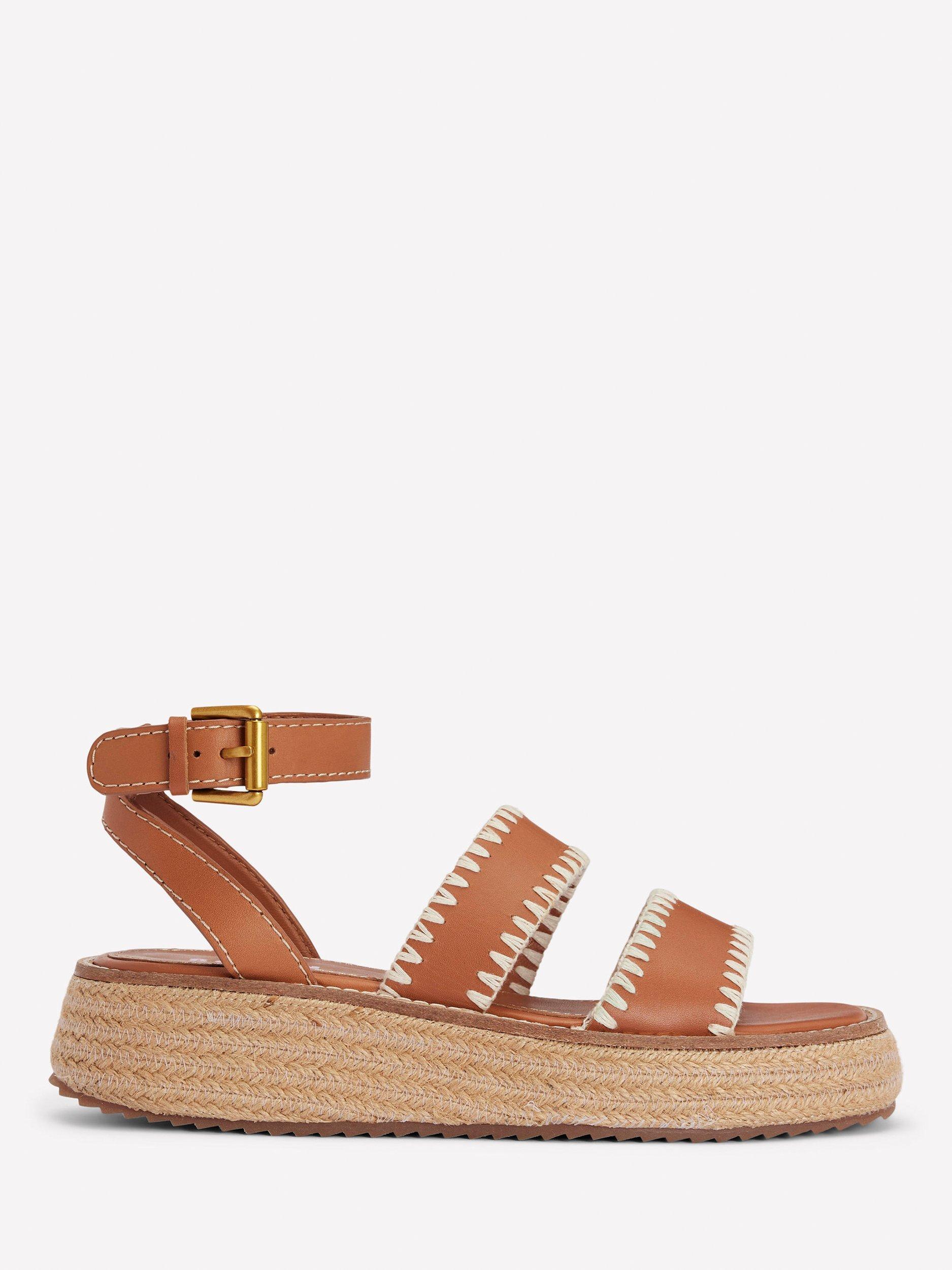 Product image 1 of 5, which shows Boden Leather Chunky Flatform Sandals, Tan, 4
