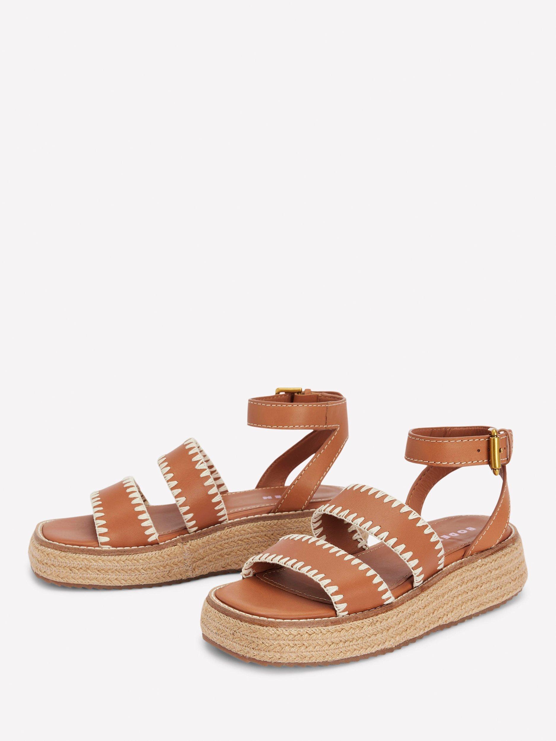 Product image 2 of 5, which shows Boden Leather Chunky Flatform Sandals, Tan, 4