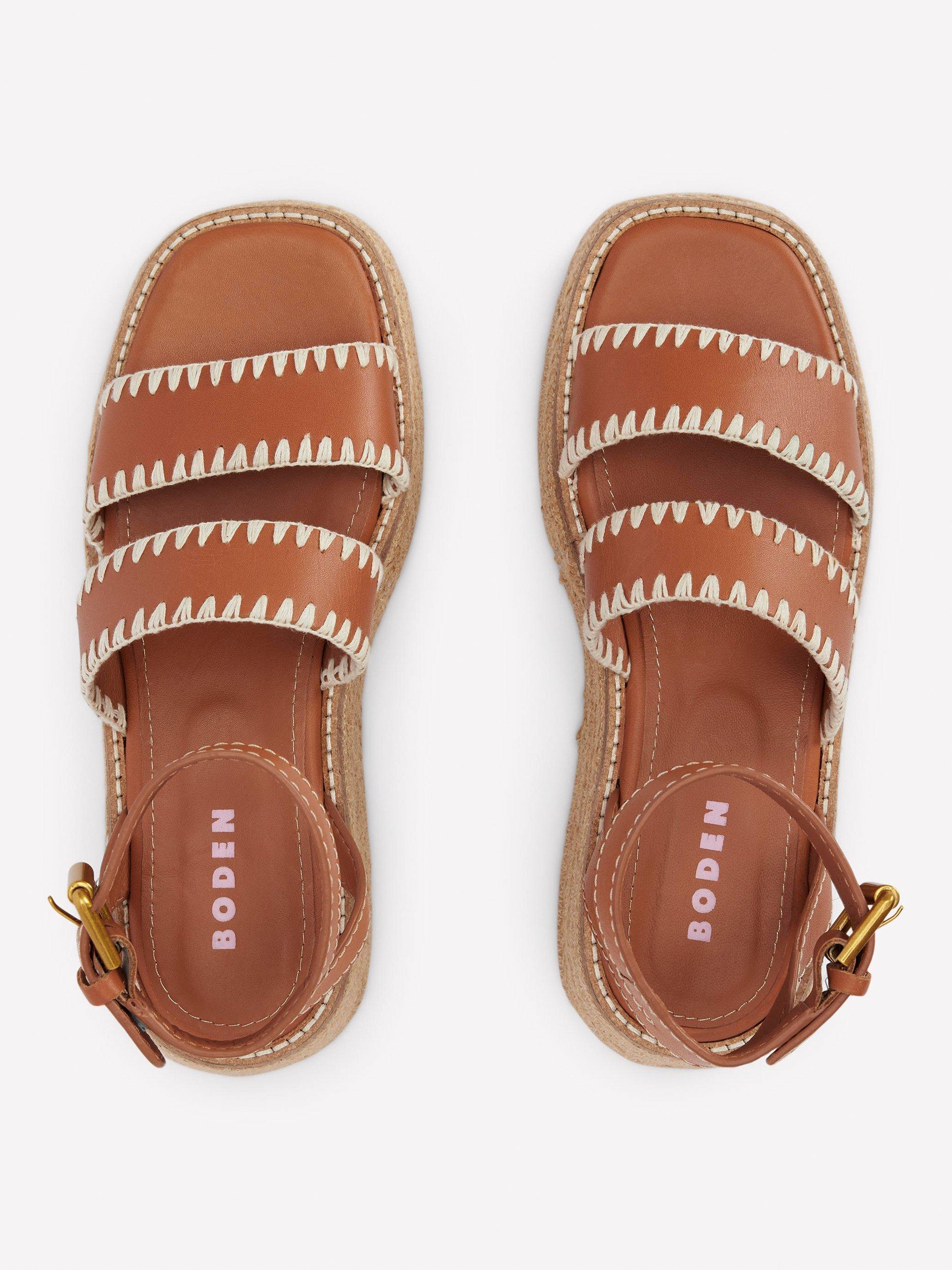 Product image 4 of 5, which shows Boden Leather Chunky Flatform Sandals, Tan, 4