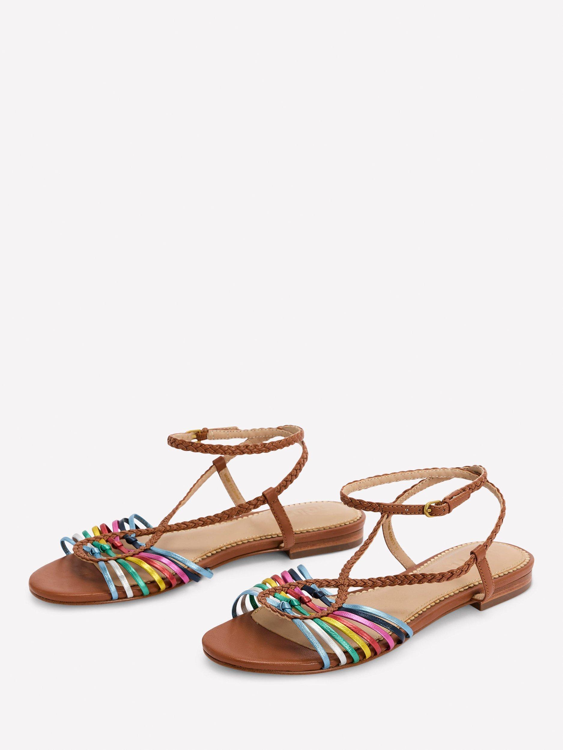 Product image 2 of 5, which shows Boden Leather Multi Strap Flat Sandals, Multi, 4
