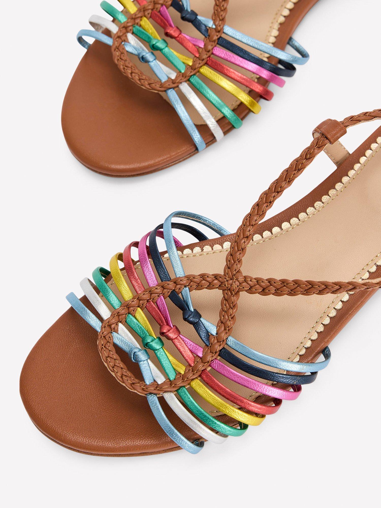 Product image 3 of 5, which shows Boden Leather Multi Strap Flat Sandals, Multi, 4