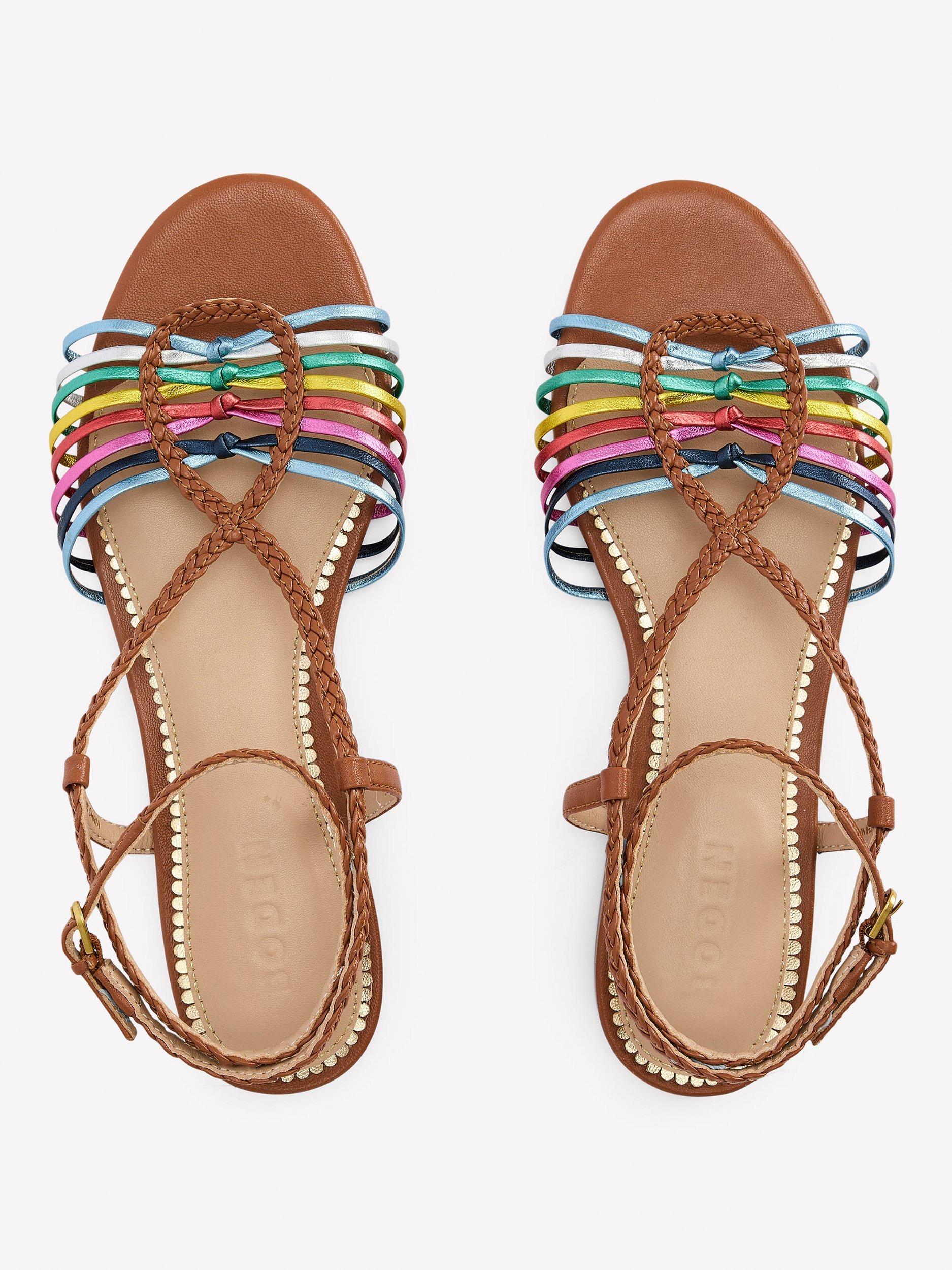 Product image 4 of 5, which shows Boden Leather Multi Strap Flat Sandals, Multi, 4