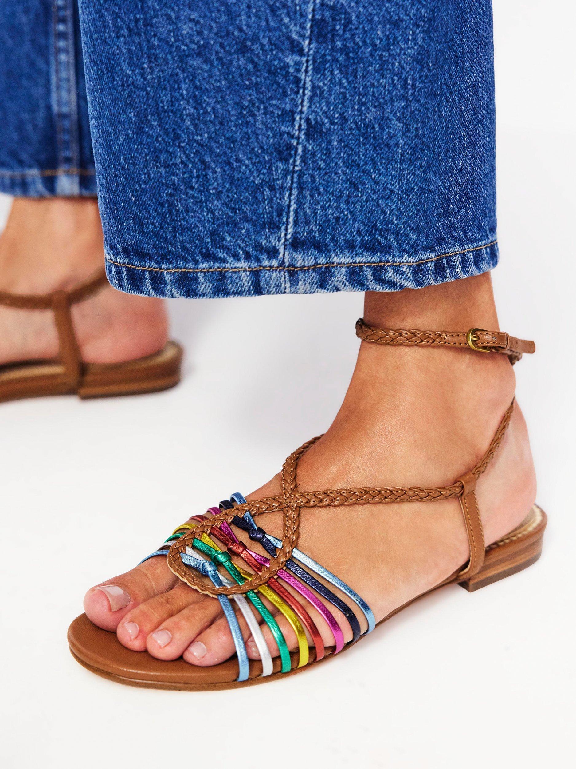 Product image 5 of 5, which shows Boden Leather Multi Strap Flat Sandals, Multi, 4