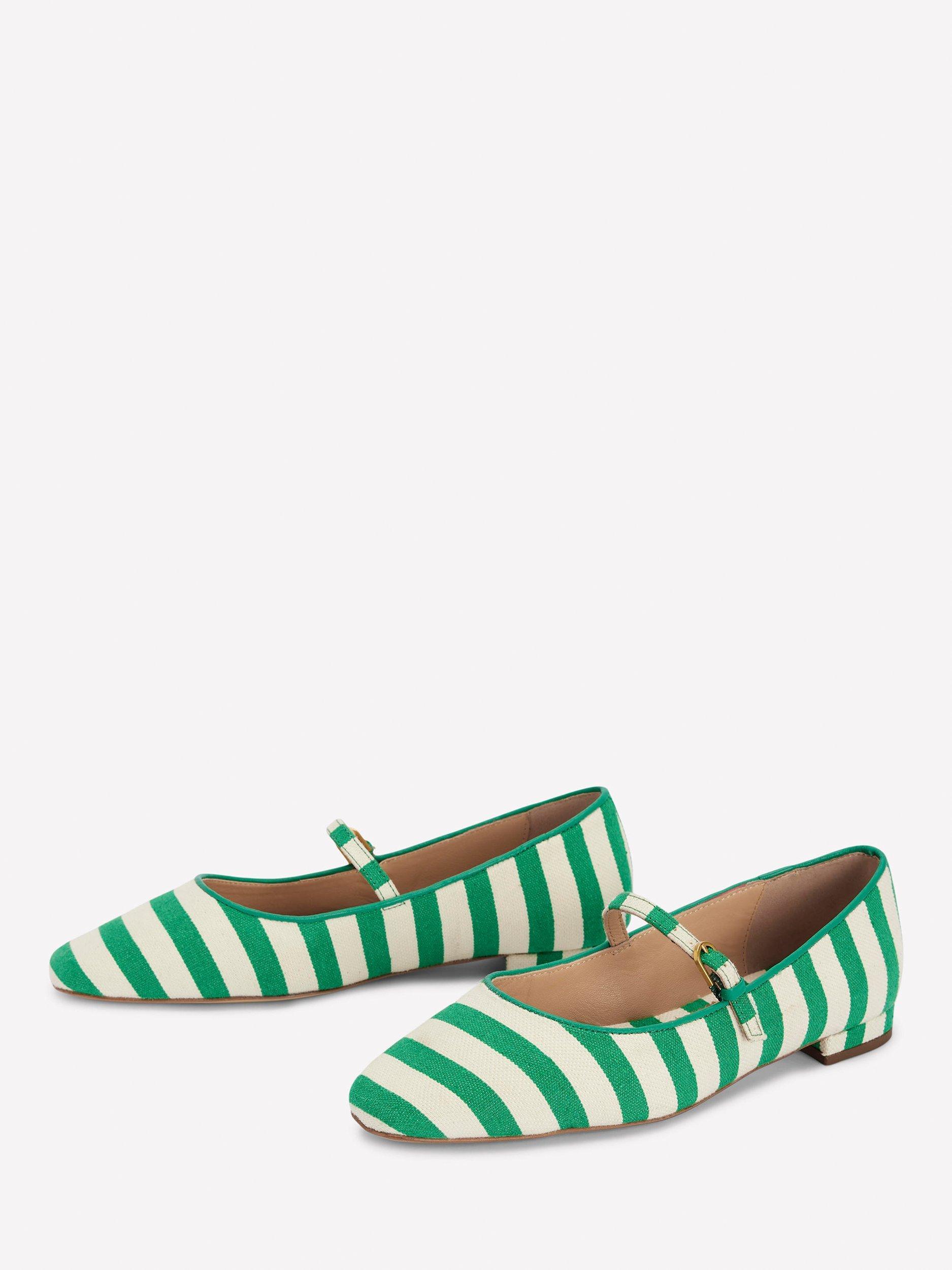Product image 2 of 5, which shows Boden Penelope Stripe Pumps, Rich Emerald/Multi, 4