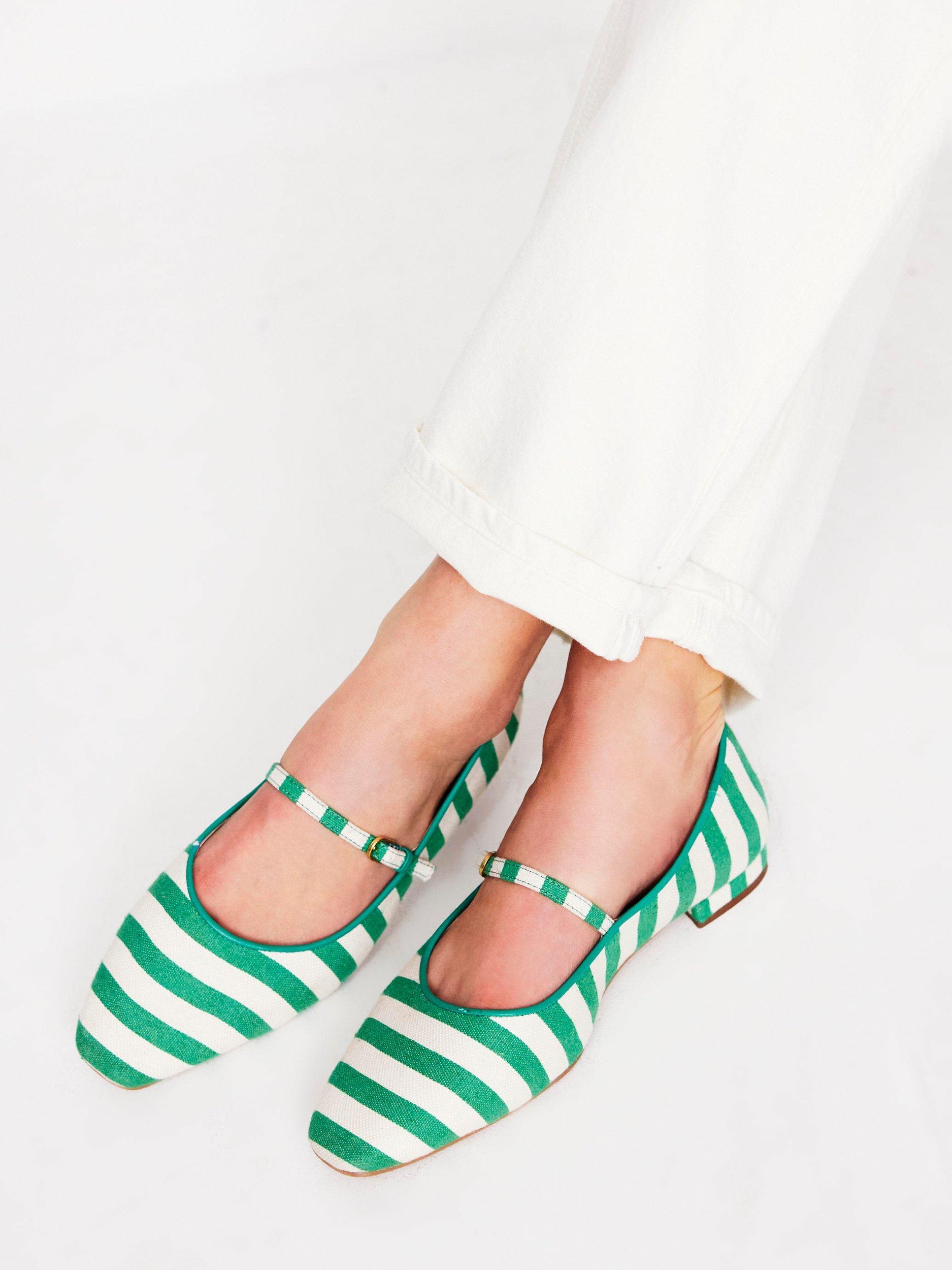 Product image 5 of 5, which shows Boden Penelope Stripe Pumps, Rich Emerald/Multi, 4