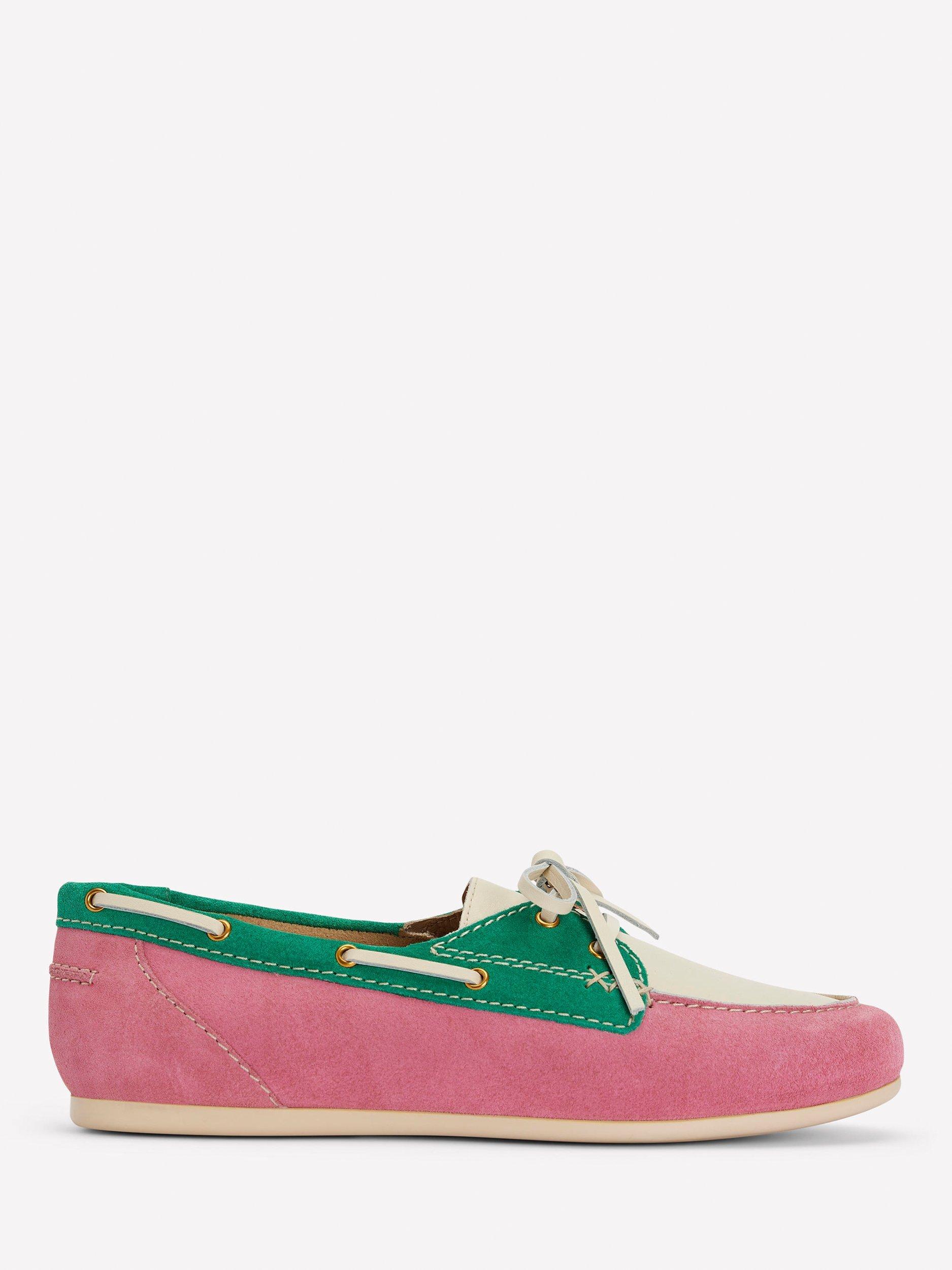 Boden Suede Soft Deck Boat Shoes, Pink Rose