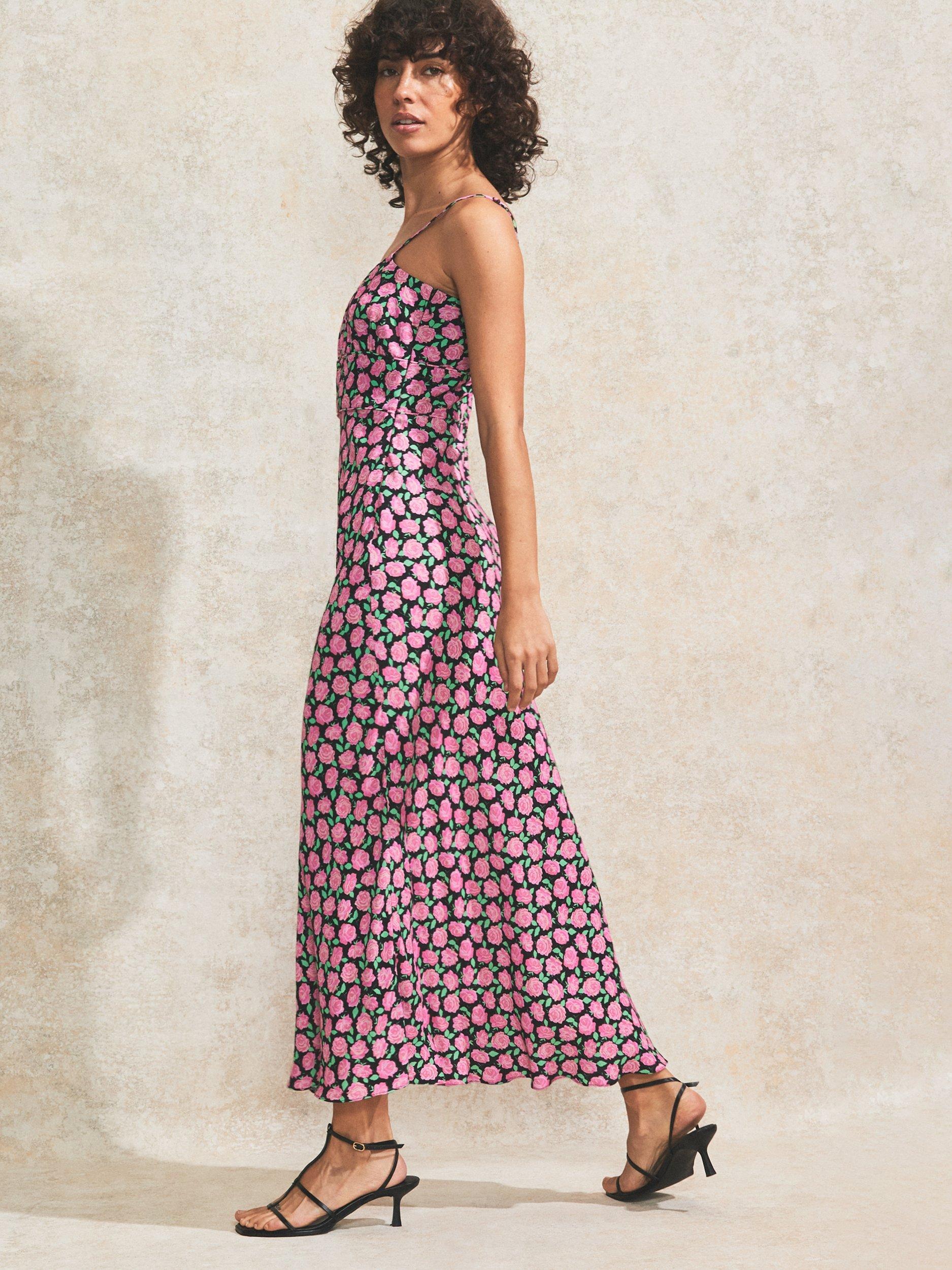 Product image 3 of 4, which shows Ro&Zo Rose Print Strappy Dress, Pink/Multi, 6