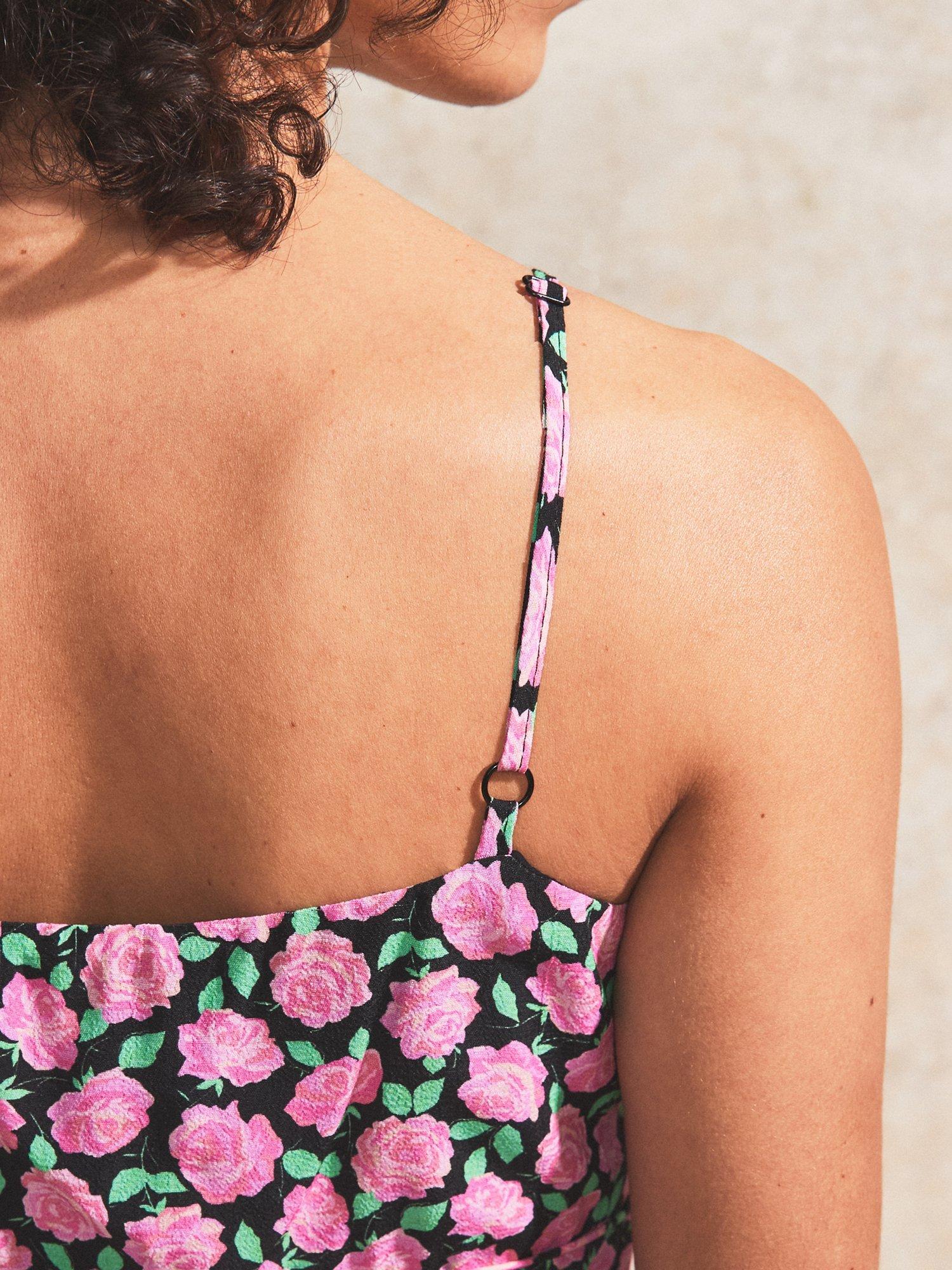 Product image 4 of 4, which shows Ro&Zo Rose Print Strappy Dress, Pink/Multi, 6