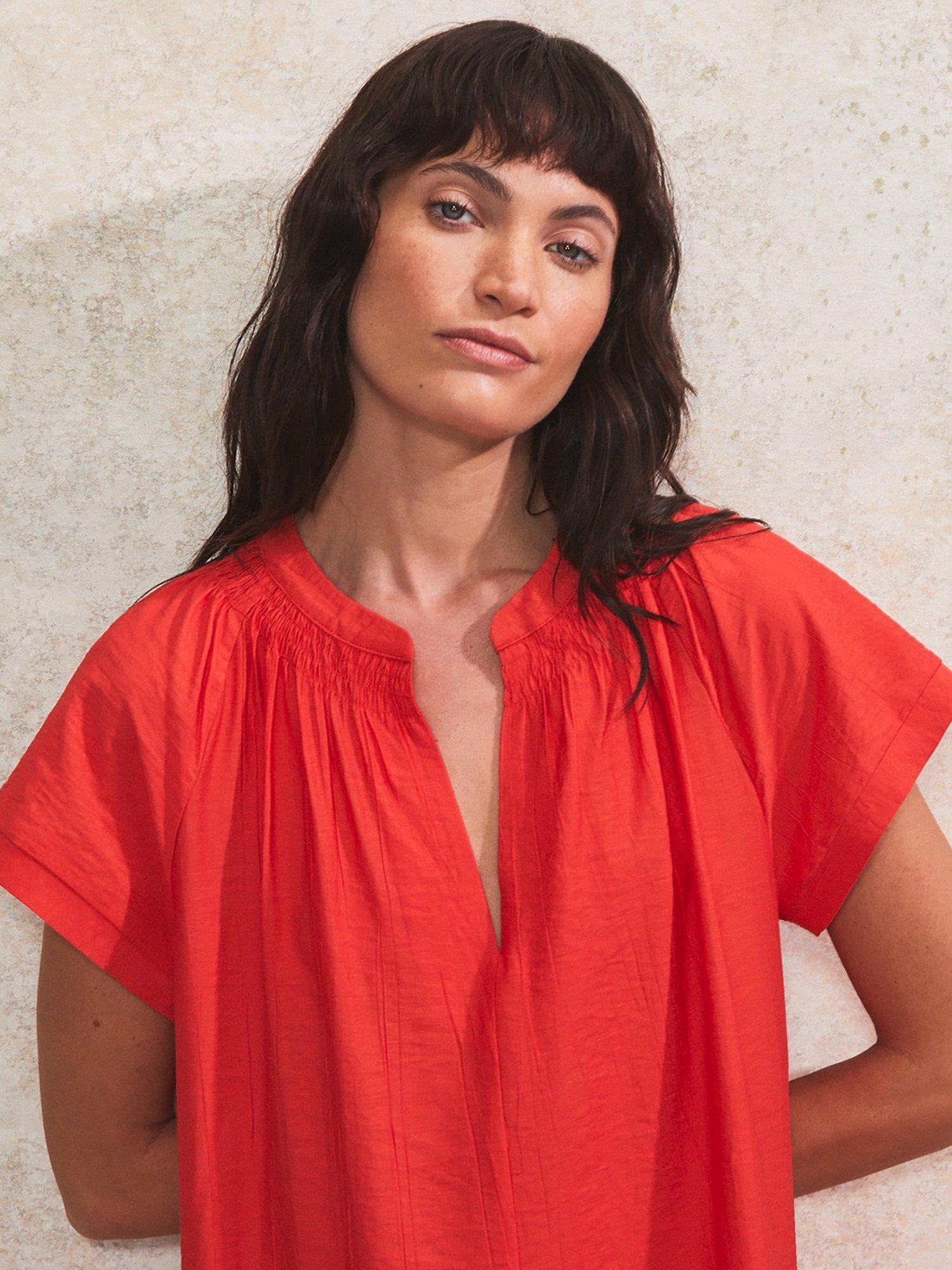 Product image 2 of 5, which shows Ro&Zo Gathered Neck Mini Dress, Red, 6