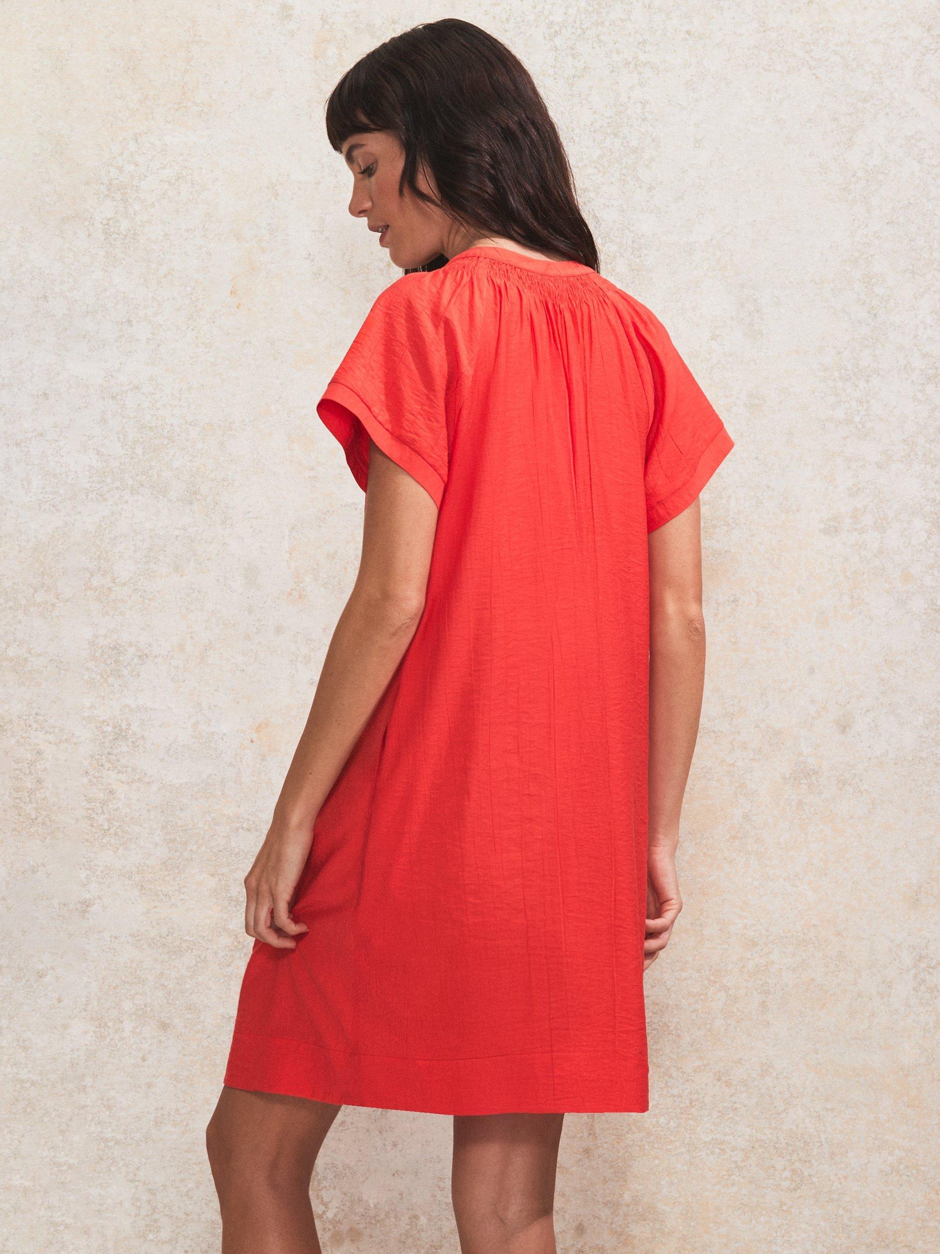 Product image 5 of 5, which shows Ro&Zo Gathered Neck Mini Dress, Red, 6
