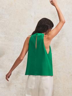 Ro&Zo Linen Rich Halterneck Top - view 2, Green