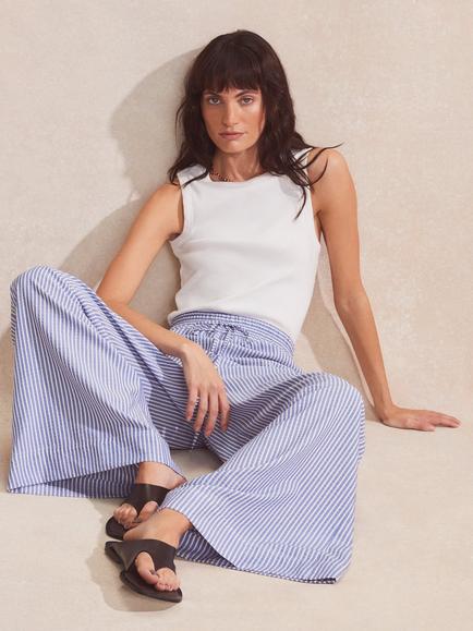 Ro&Zo Striped Tailored Wide Leg Trousers - view 2, Blue