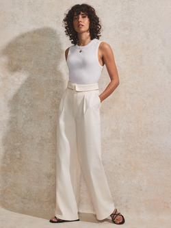 Ro&Zo Folded Waistband Tailored Trousers, Natural, Natural