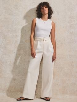 Ro&Zo Folded Waistband Tailored Trousers, Natural - view 2, Natural