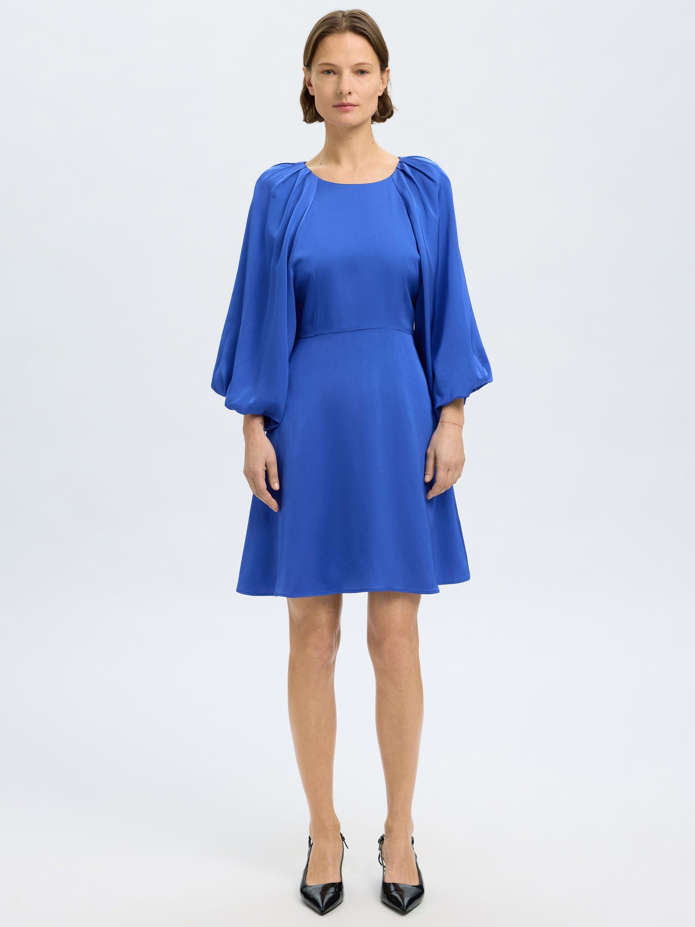 Product image 1 of 7, which shows Selected Puff Sleeve Mini Dress, Dazzling Blue, 34
