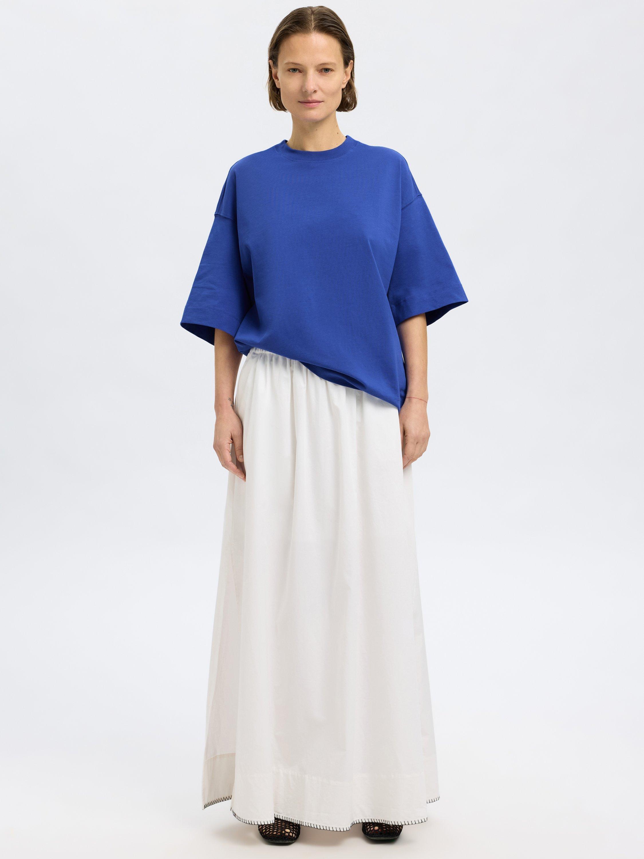 Product image 1 of 5, which shows Selected Oversized Cotton T-Shirt, Dazzling Blue, XS