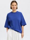 Selected Oversized Cotton T-Shirt, Dazzling Blue
