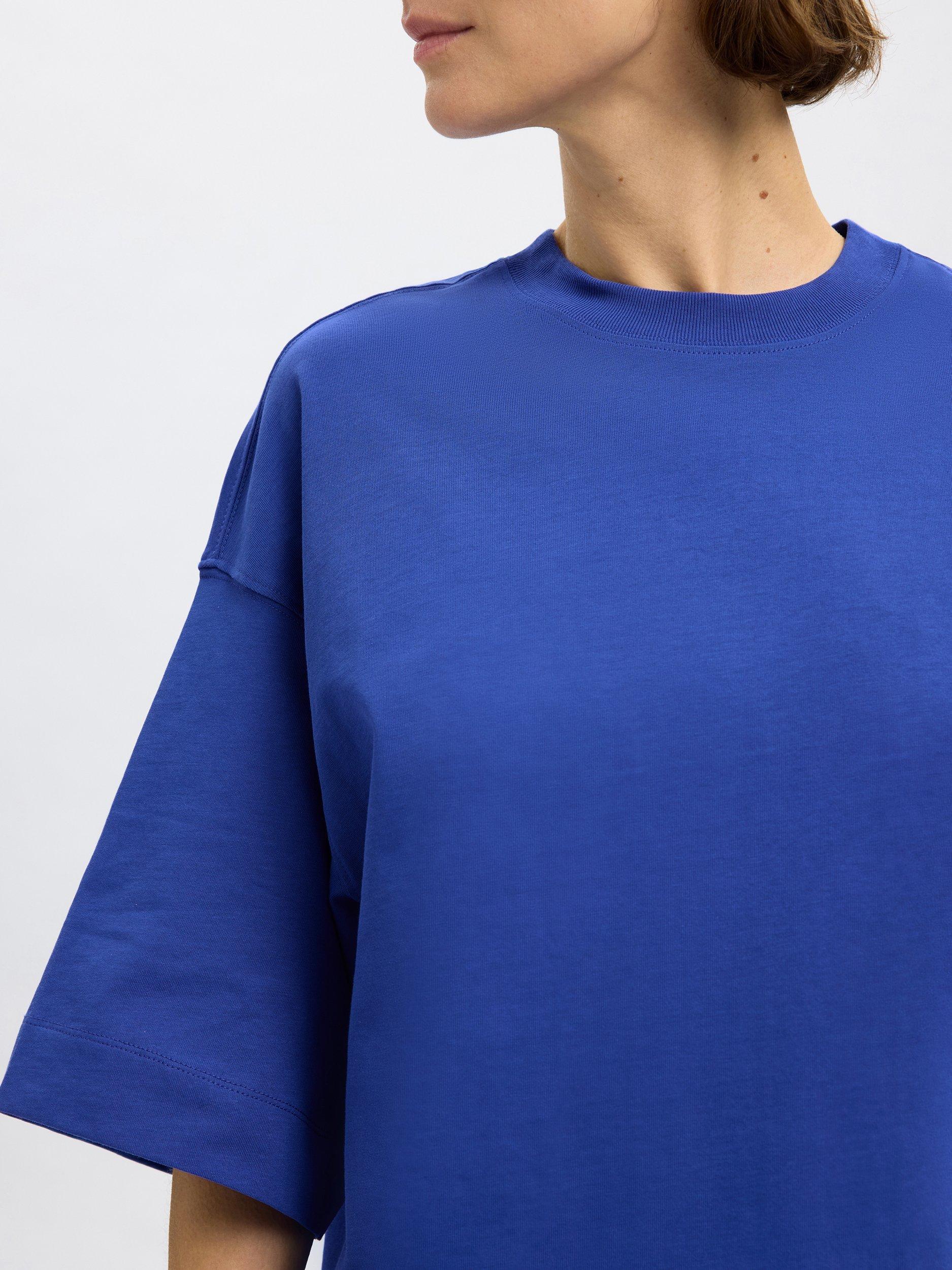 Product image 3 of 5, which shows Selected Oversized Cotton T-Shirt, Dazzling Blue, XS