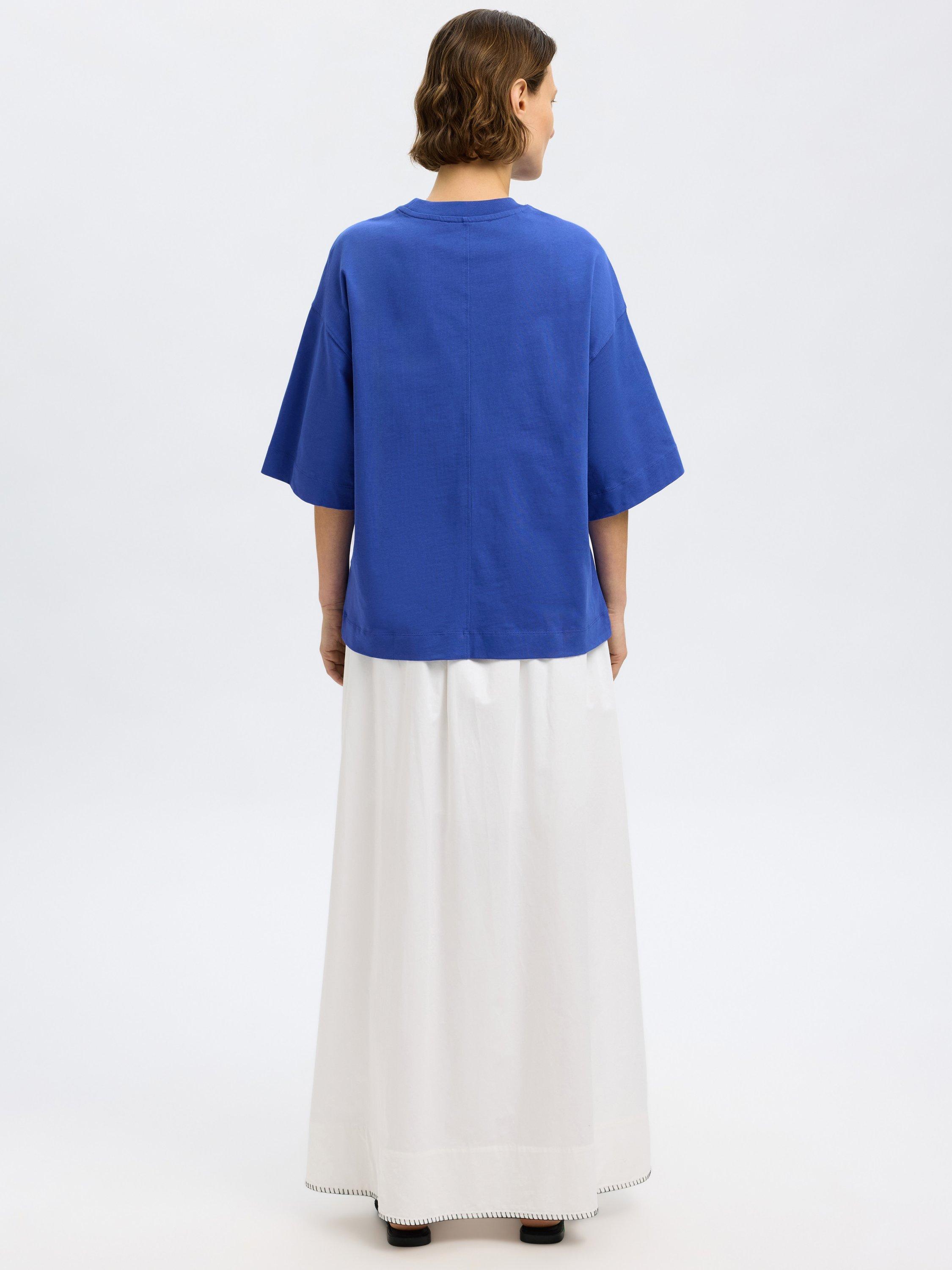 Product image 4 of 5, which shows Selected Oversized Cotton T-Shirt, Dazzling Blue, XS