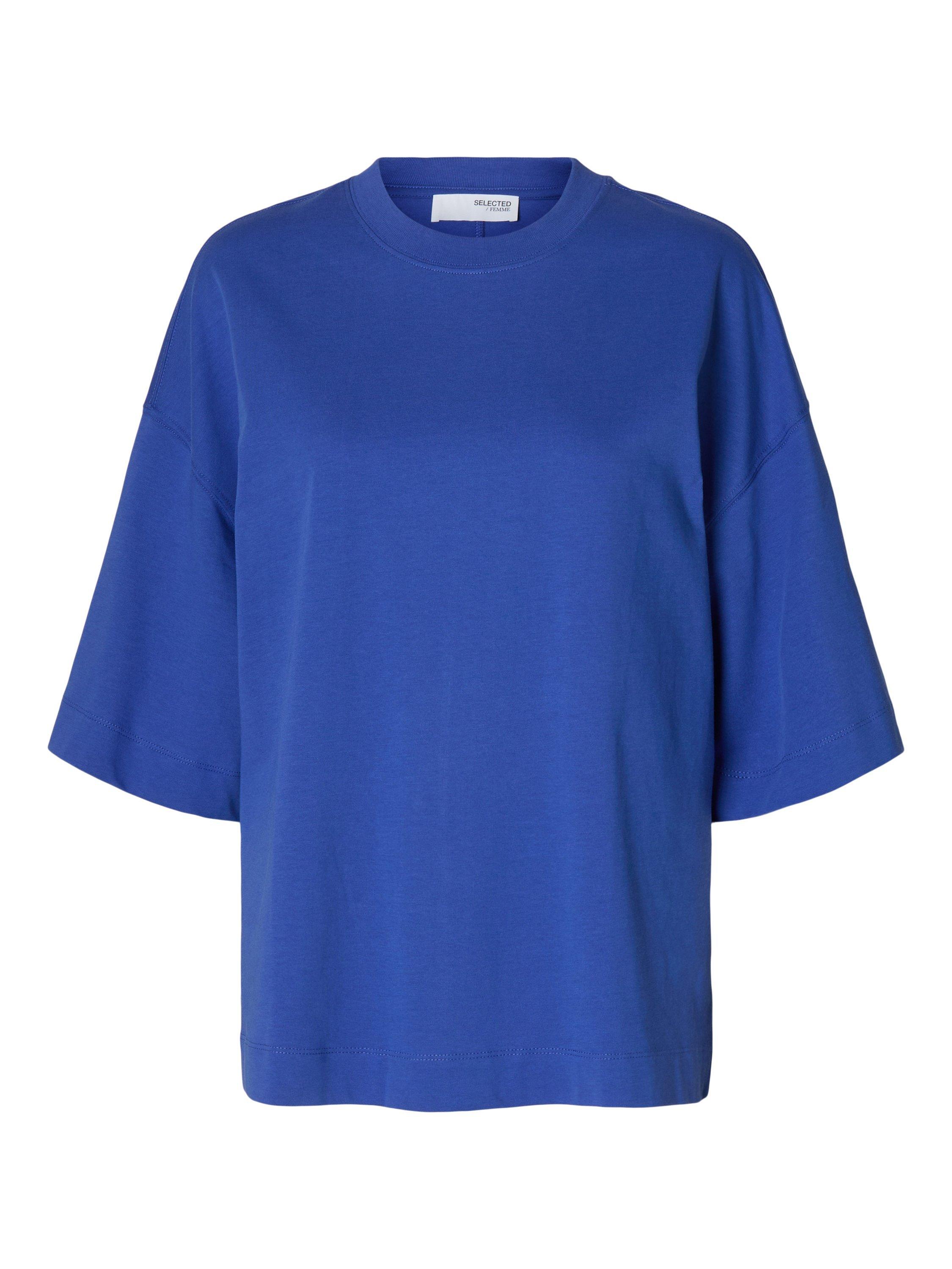 Product image 5 of 5, which shows Selected Oversized Cotton T-Shirt, Dazzling Blue, XS