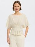 Selected Short Sleeve Pleat Top, Birch