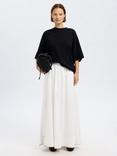 Selected Hem Stitch Cotton Maxi Skirt, Bright White