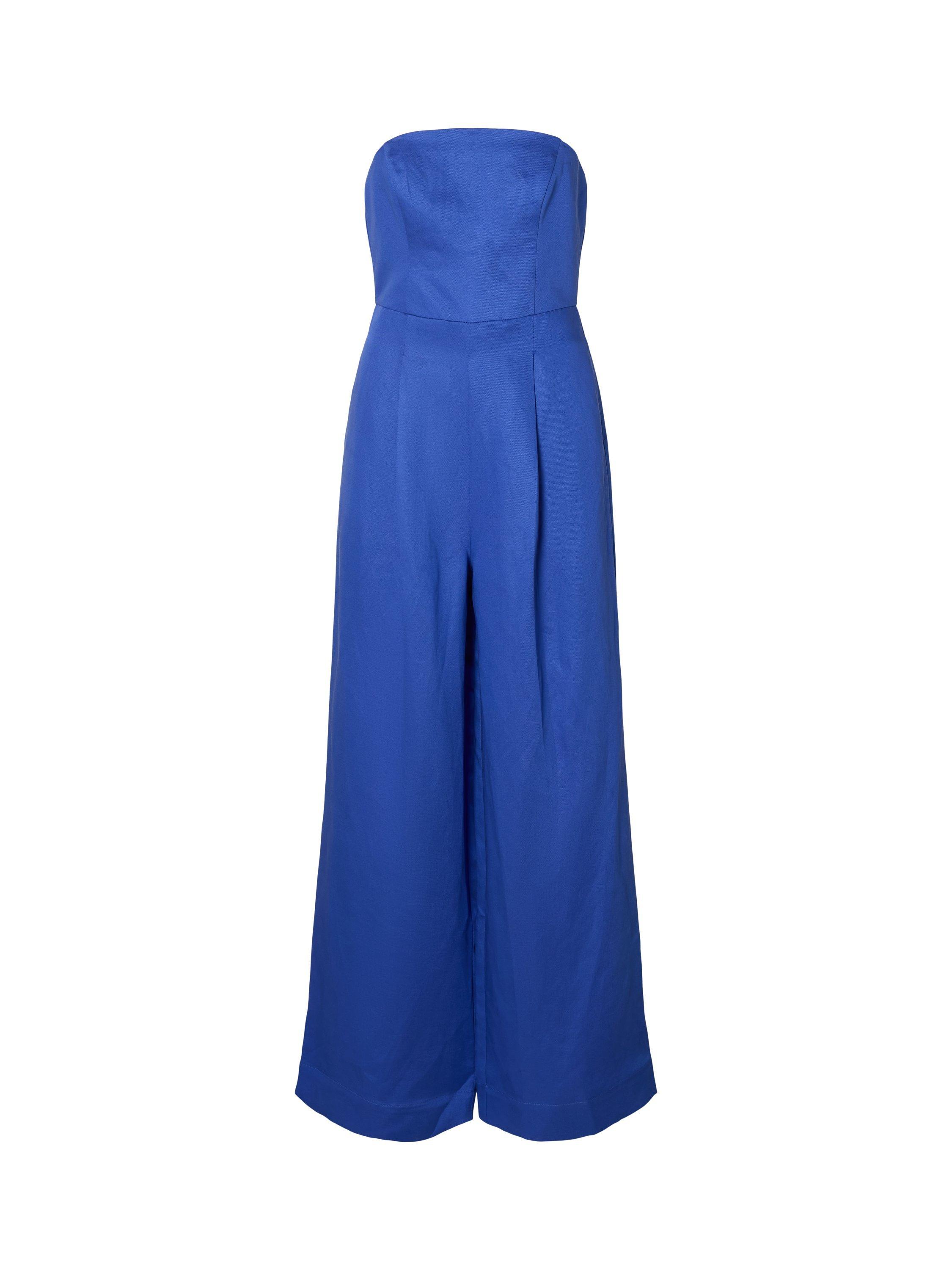 Product image 5 of 5, which shows Selected Bandeau Neck Linen Blend Jumpsuit containing TENCEL™ Lyocell, Dazzling Blue, 34