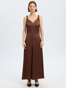 Selected Nora Twisted Strap Maxi Dress, Chestnut, Chestnut