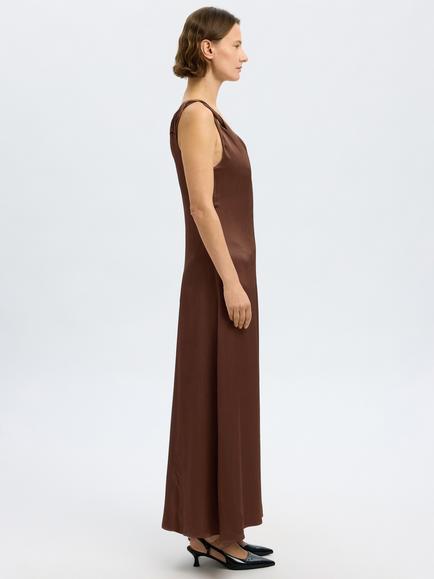 Selected Nora Twisted Strap Maxi Dress, Chestnut - view 2, Chestnut
