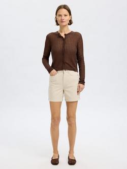 Selected Una High Waist Denim Shorts, Egret, Egret