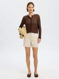 Selected Una High Waist Denim Shorts, Egret