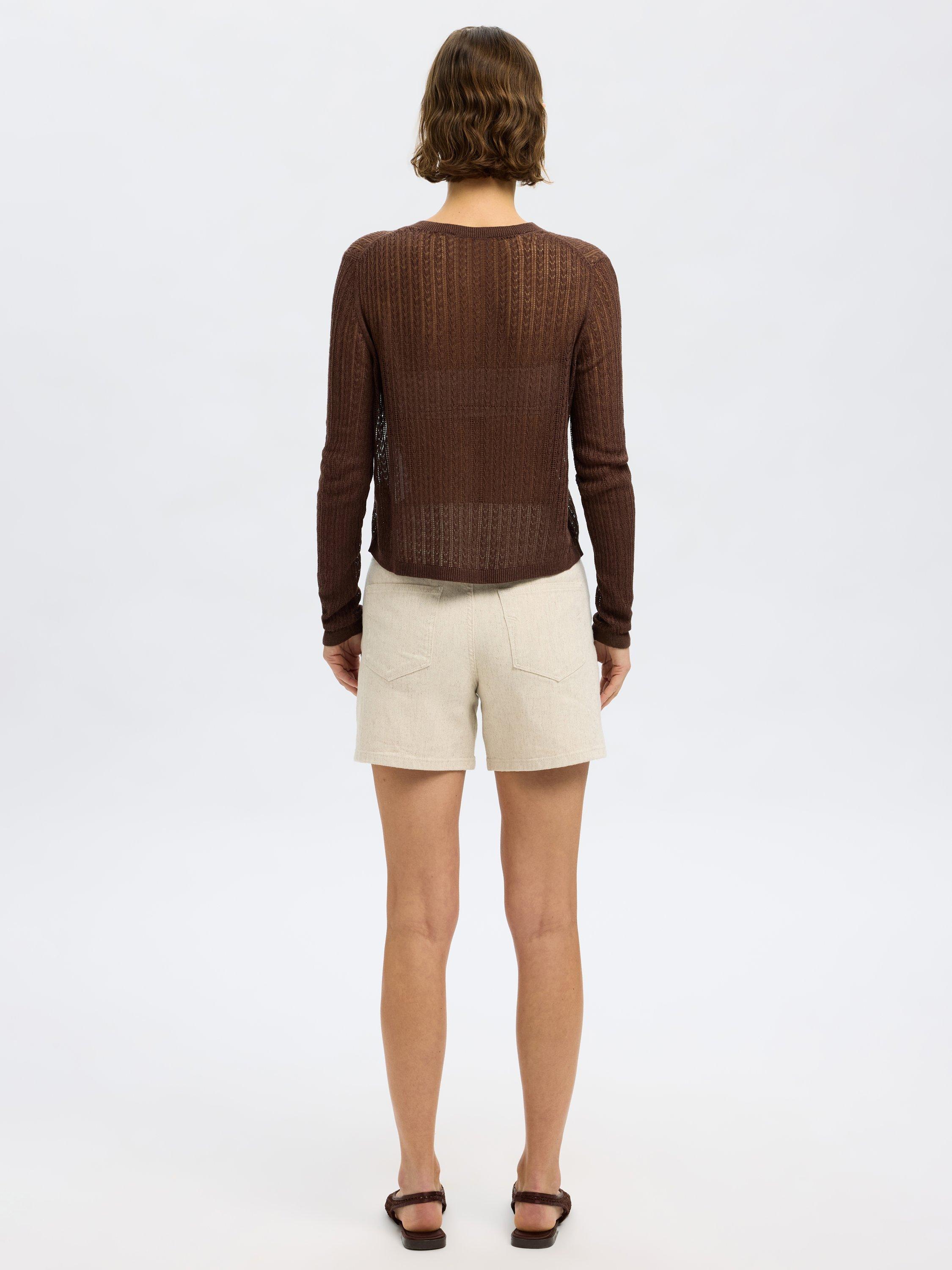 Product image 5 of 6, which shows Selected Una High Waist Denim Shorts, Egret, 34