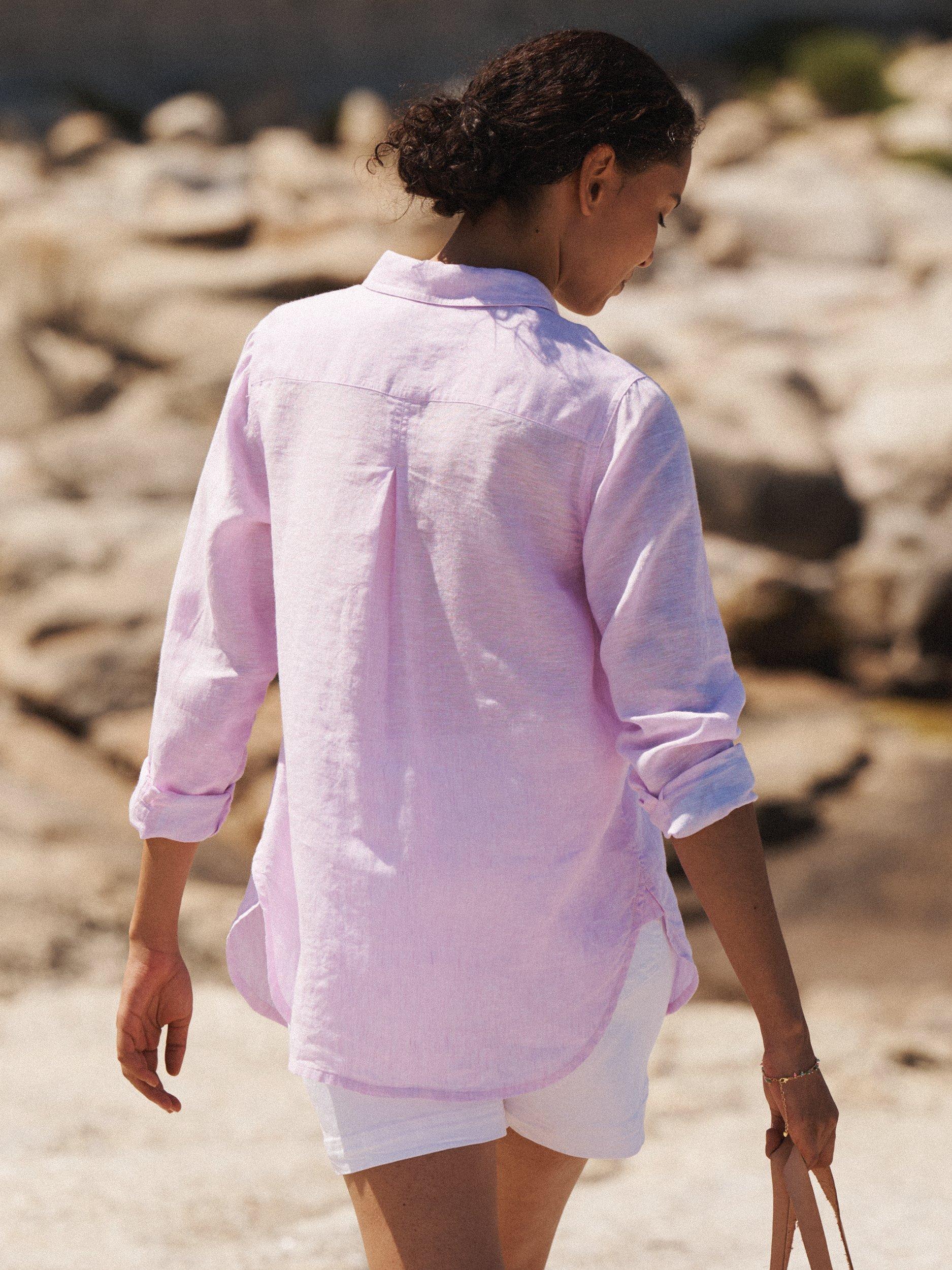 Product image 2 of 6, which shows NRBY Carla Pure Linen Shirt, Pink, XS