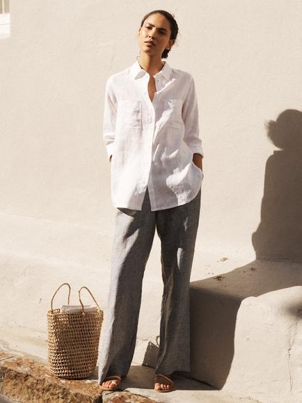 NRBY Carla Pure Linen Shirt, White, White
