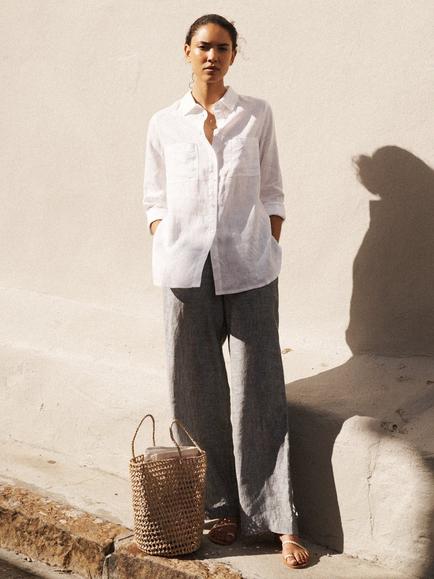 NRBY Carla Pure Linen Shirt, White - view 2, White