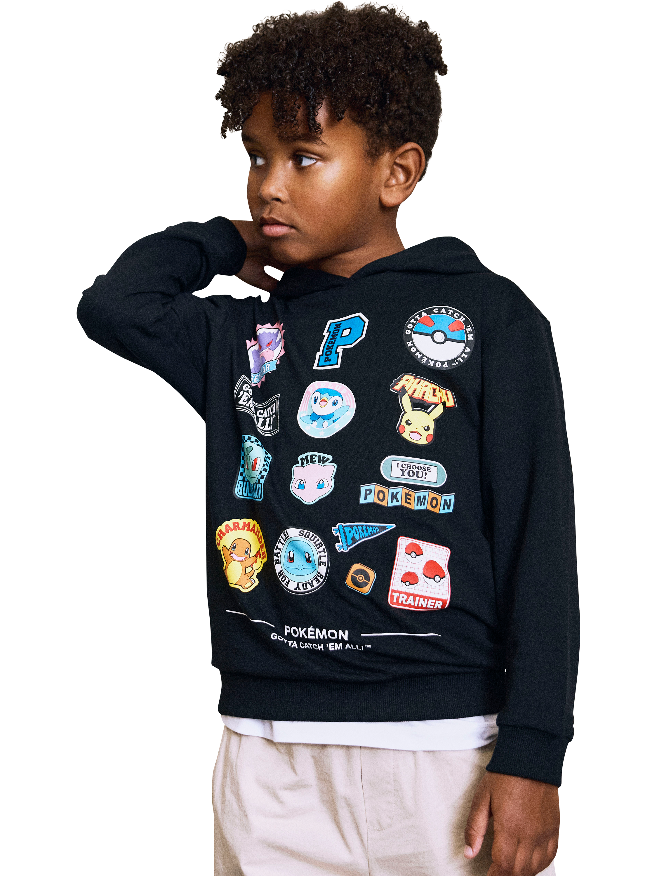 Product image 1 of 5, which shows NAME IT Kids' Cotton Blend Pokémon Sweatshirt, Black, 6 years