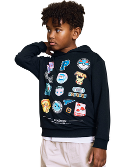 NAME IT Kids' Cotton Blend Pokémon Hooded Sweatshirt, Black