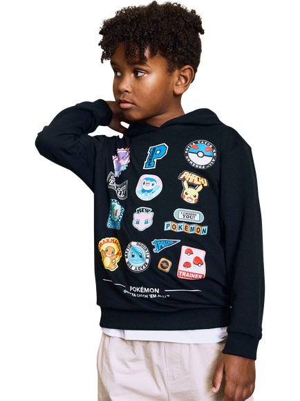 NAME IT Kids' Cotton Blend Pokémon Hooded Sweatshirt, Black
