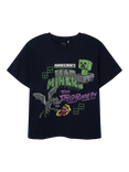 NAME IT Kids' Cotton Short Sleeved Minecraft T-Shirt, Navy Blazer