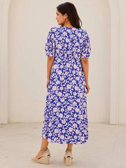 Aspiga Anne Floral Tea Dress - view 2, Cobalt/Pink