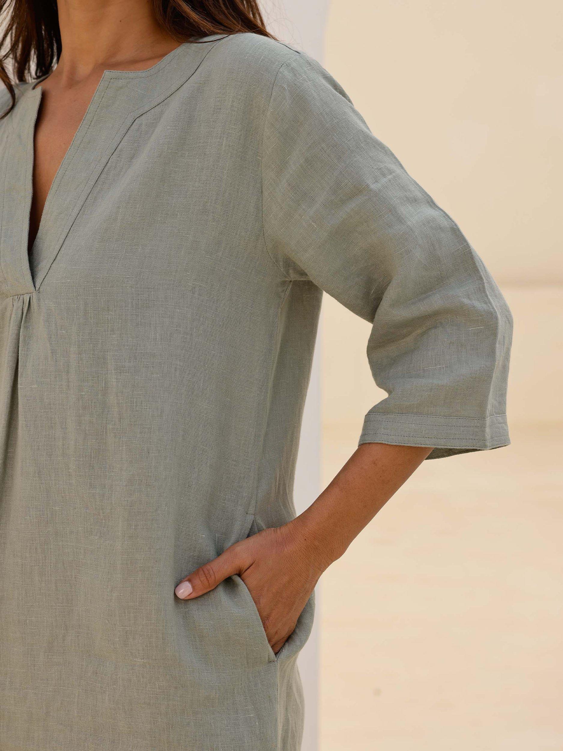 Product image 4 of 5, which shows Aspiga Diana Pure Linen Dress, Khaki, XS