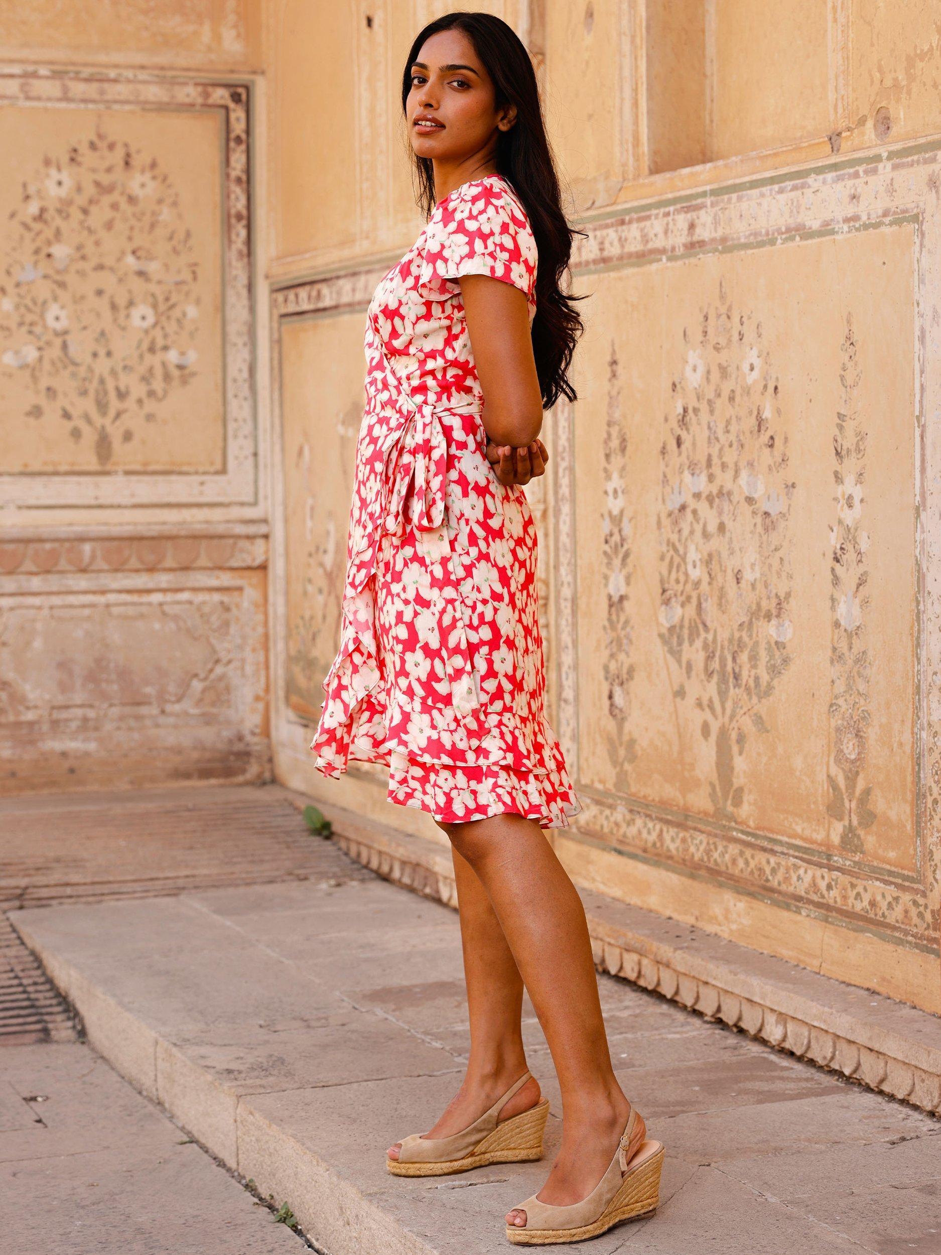 Product image 5 of 5, which shows Aspiga Chelsea Floral Wrap Dress, Pink/Green, XXL