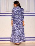 Aspiga Emmeline Floral Pure Organic Cotton Maxi Dress, Marina Blue/White