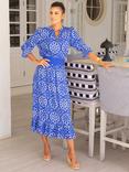 Aspiga Maeve Floral Wrap Dress, Cobalt/White