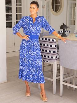 Aspiga Maeve Floral Wrap Dress, Cobalt/White, Cobalt/White