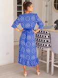 Aspiga Maeve Floral Wrap Dress, Cobalt/White